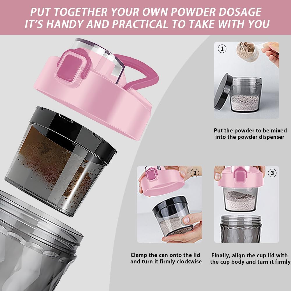 PROCHAIN Electric Protein Shaker Bottle, 22oz BPA-Free Tritan | USB Rechargeable Protein Shake Mixer with Powder Storage Cup, Self Mixing Bottle for Gym, Workout & Sports