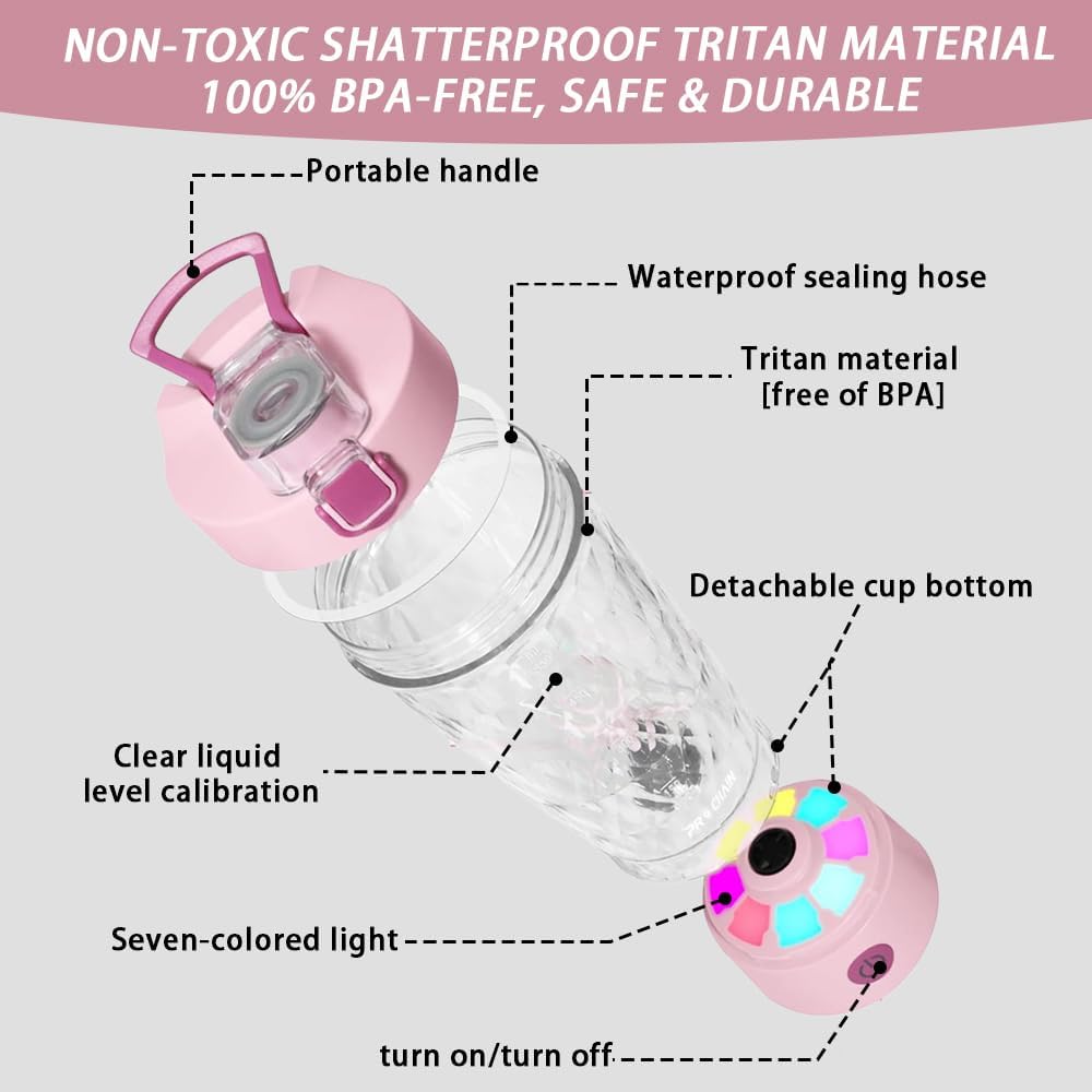 PROCHAIN Electric Protein Shaker Bottle, 22oz BPA-Free Tritan | USB Rechargeable Protein Shake Mixer with Powder Storage Cup, Self Mixing Bottle for Gym, Workout & Sports