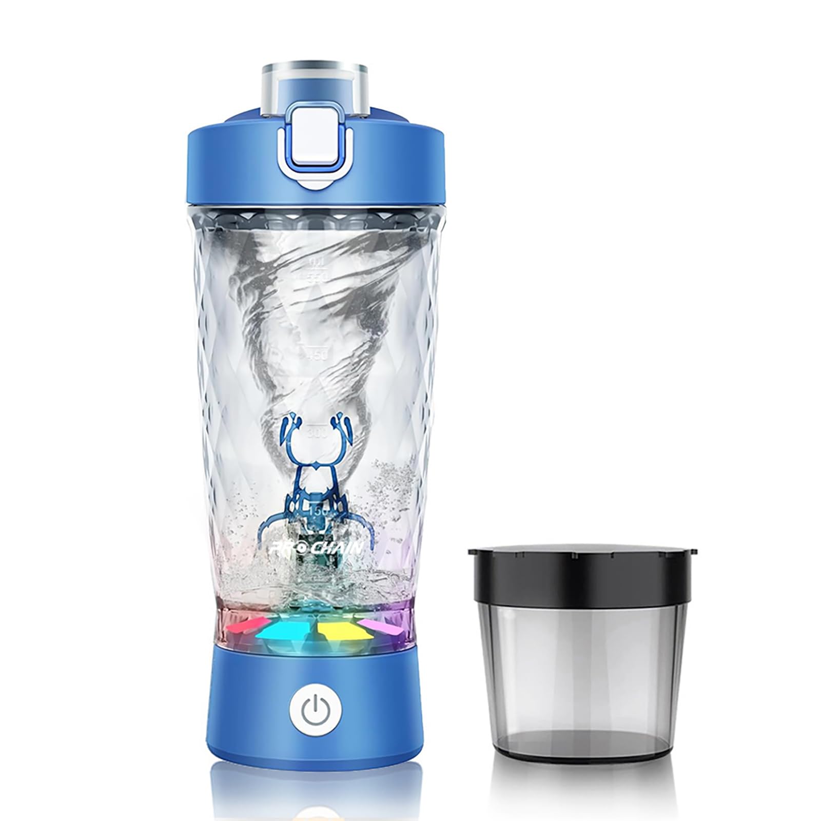 PROCHAIN Electric Protein Shaker Bottle, 22oz BPA-Free Tritan | USB Rechargeable Protein Shake Mixer with Powder Storage Cup, Self Mixing Bottle for Gym, Workout & Sports