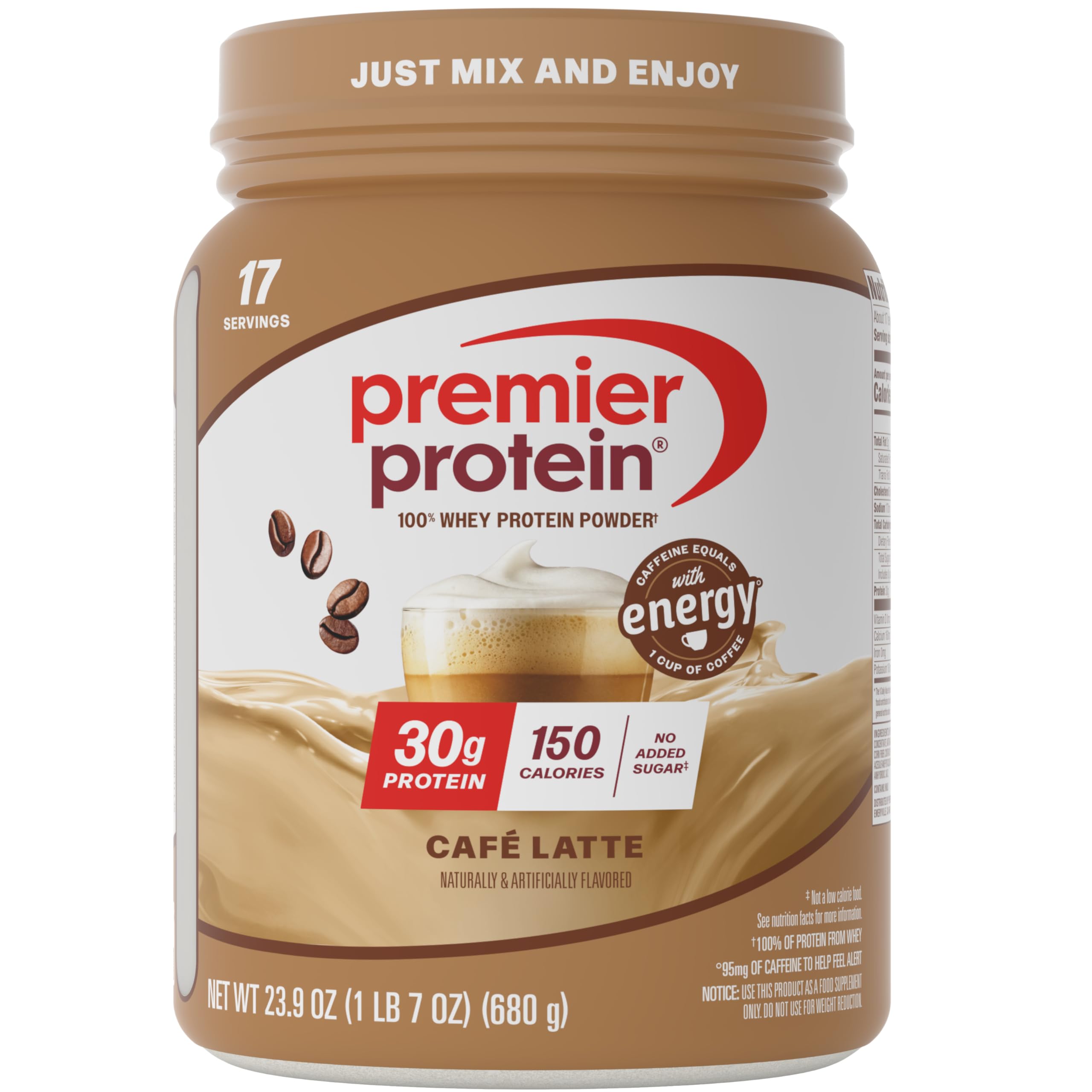 Premier Protein 30g High Protein Powder, 100% Whey, Vanilla, 17 Servings | No Added Sugar, Supports Muscle Health, Soy & Gluten-Free, 1.5 lb