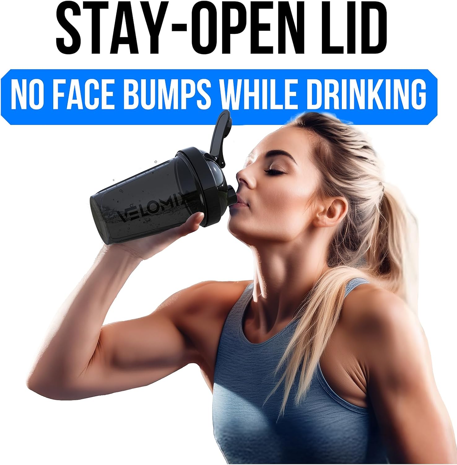 VELOMIX 6 Pack 20oz Protein Shaker Bottle for Protein Mixes, All in Black | 6x Wire Whisk, Leak Proof Shaker Cups for Protein Shakes, Stackable, Dishwasher safe, BPA free, Gym and Travel use