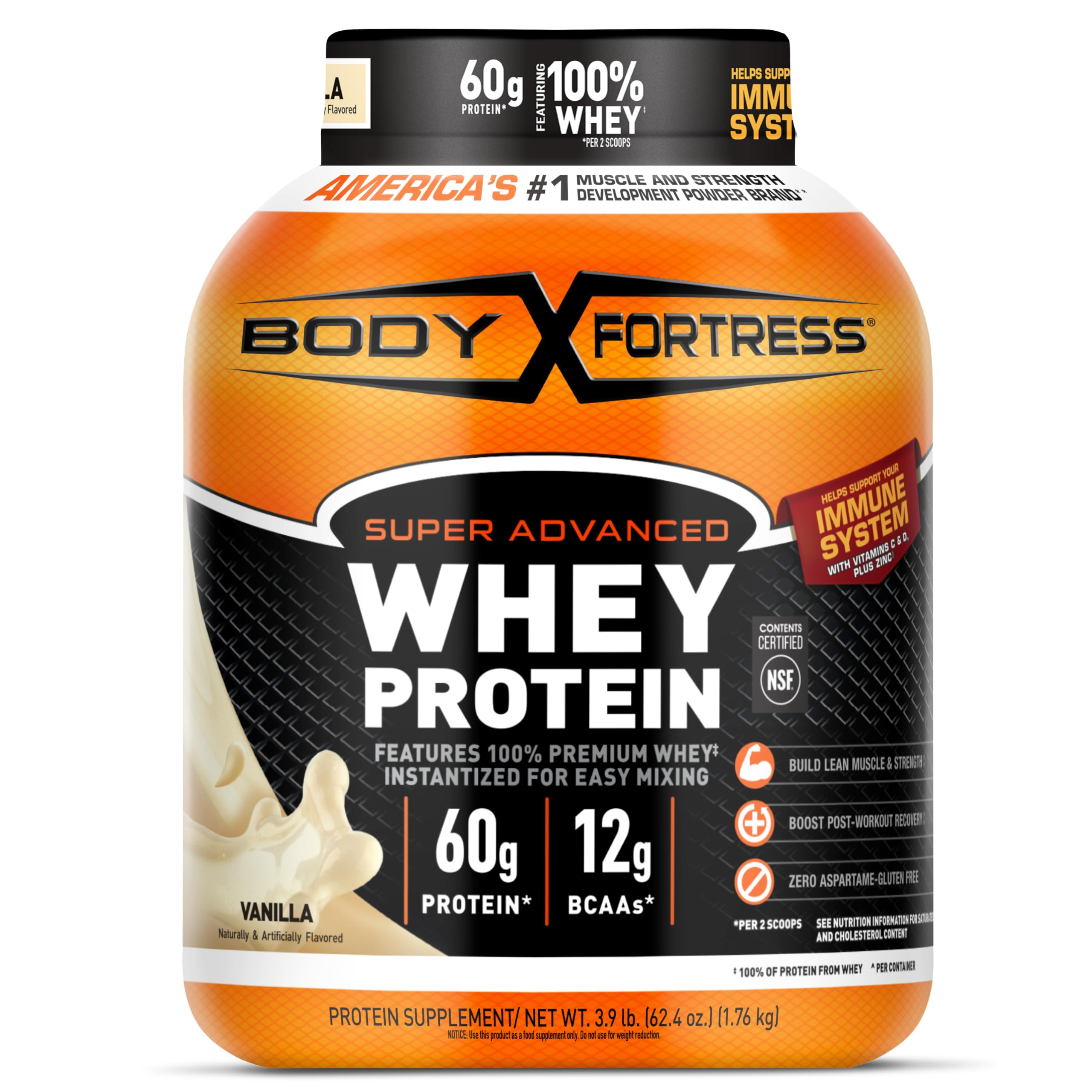Body Fortress Super Advanced Whey Protein, Chocolate, 1.78 lbs | Flavor: Chocolate, Immune Support, Muscle and Strength Development