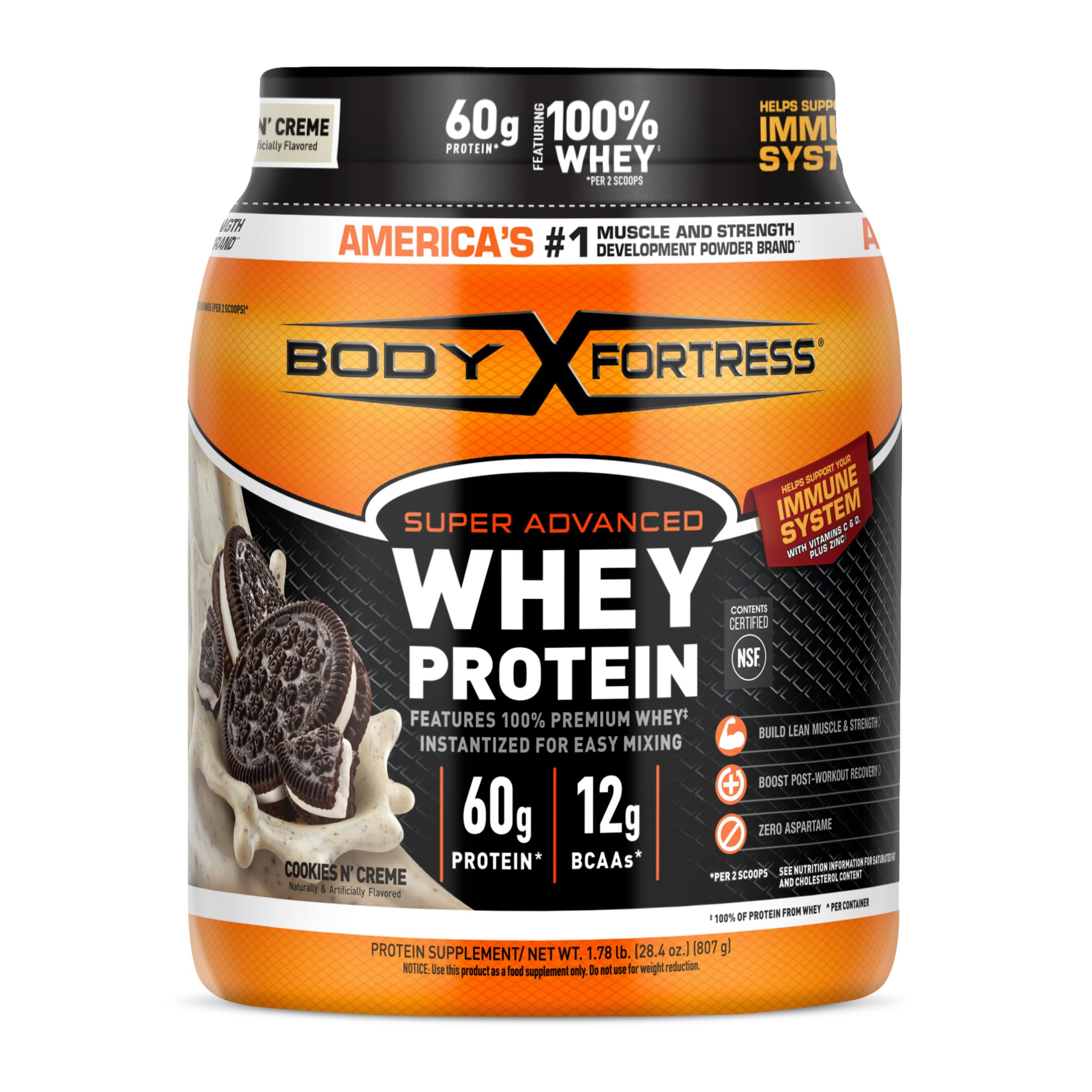Body Fortress Super Advanced Whey Protein, Chocolate, 1.78 lbs | Flavor: Chocolate, Immune Support, Muscle and Strength Development